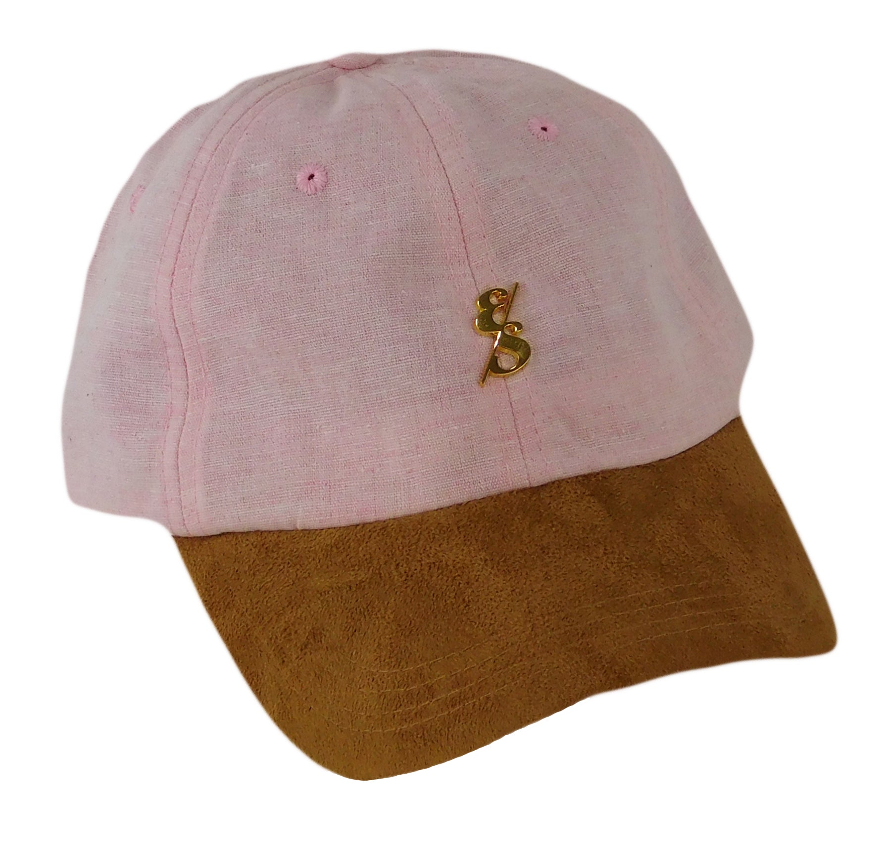 Ultralight Pink Chambray Dad Hat With Gold Emblem