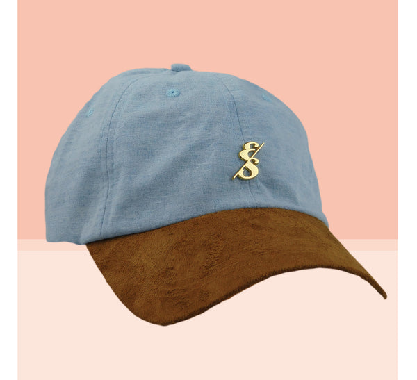 Ultralight Light Blue Chambray Oxford  With Gold Emblem Dad Hat