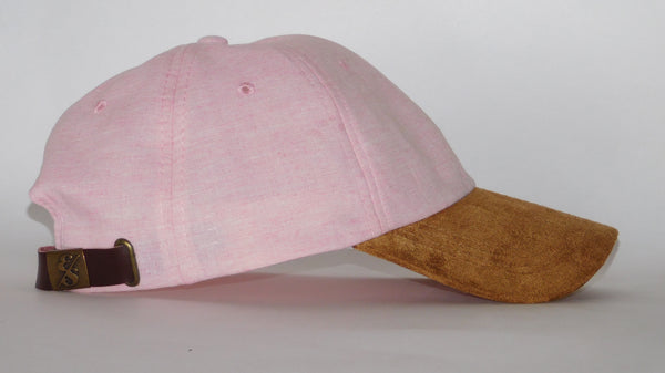 Ultralight Pink Chambray Dad Hat With Gold Emblem