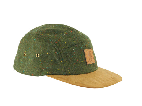 No. 311 Speckled Olive Wool 5 Panel Camper With Suede Bill